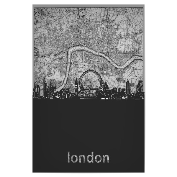 Poster 30x20 cm "London skyline map grey" artboxONE - Städte,Städte / London,Reise,Architektur,Kartografie