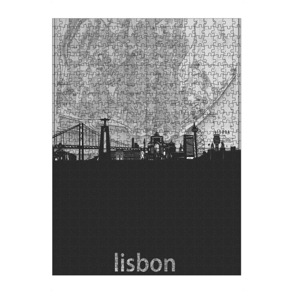 artboxONE Puzzle "Lisbon skyline map grey" artboxONE - Städte,Reise,Architektur,Kartografie