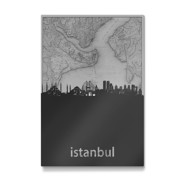 Galerie-Print "Istanbul skyline map grey" 30x20 cm artboxONE