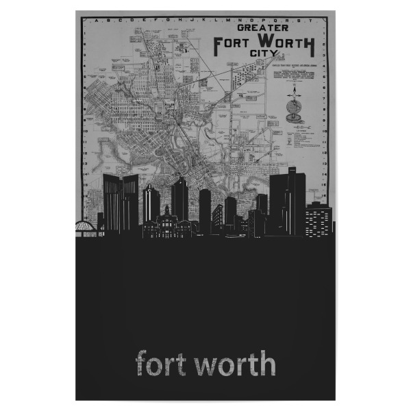 Poster "Fort worth skyline map grey" artboxONE - Städte,Reise,Architektur,Kartografie