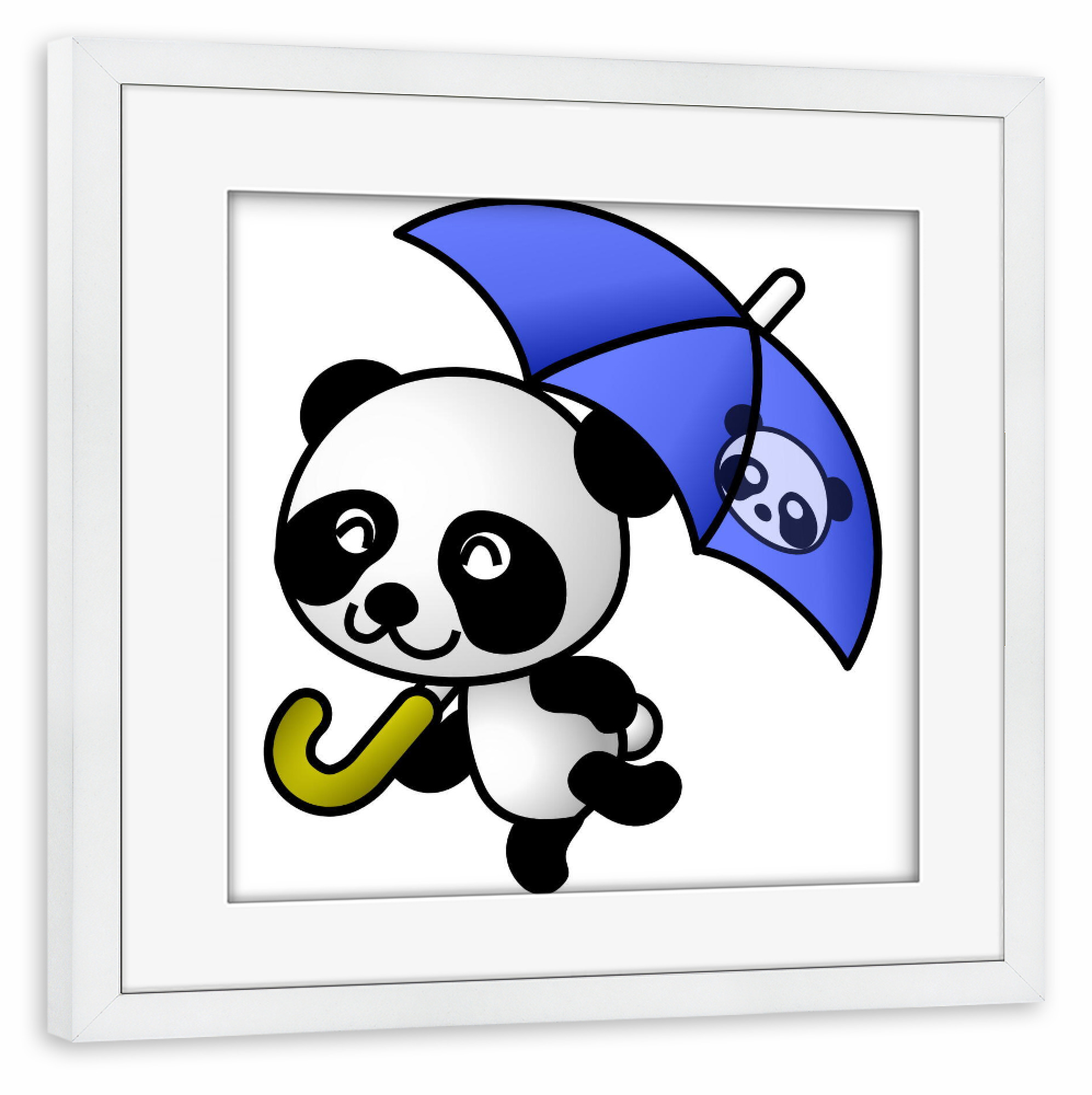 Poster mit Rahmen weiß "Panda mit Schirm" artboxONE - Für Kinder,Tiere,Lustig