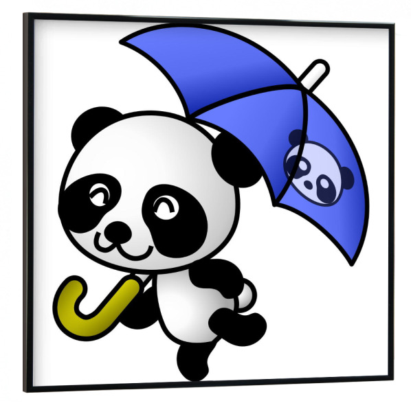 Poster mit schwarzem Rahmen 30x30 cm "Panda mit Schirm" artboxONE - Für Kinder,Tiere,Lustig