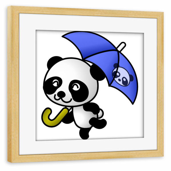 Poster mit Rahmen kiefer "Panda mit Schirm" artboxONE - Für Kinder,Tiere,Lustig