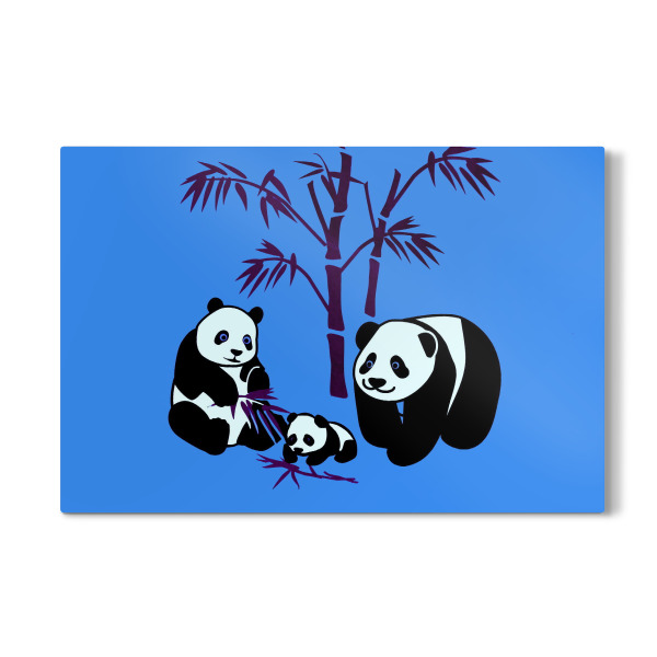Galerie-Print "Panda Familie blau" 30x20 cm artboxONE