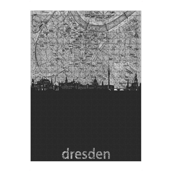 artboxONE Puzzle "Dresden skyline map grey" artboxONE - Städte,Reise,Architektur,Städte / Dresden,Kartografie