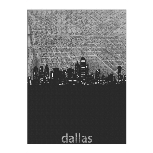 artboxONE Puzzle "Dallas skyline map grey" artboxONE - Städte,Reise,Architektur,Kartografie