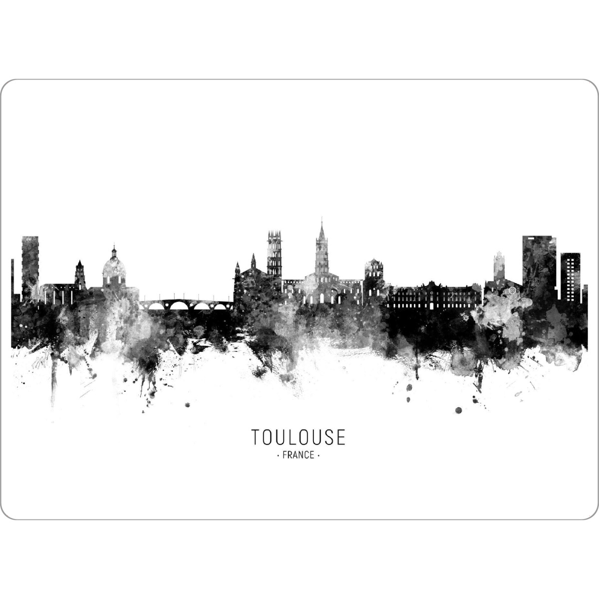 Tischset "Toulouse France Skyline BW Text" artboxONE - Städte