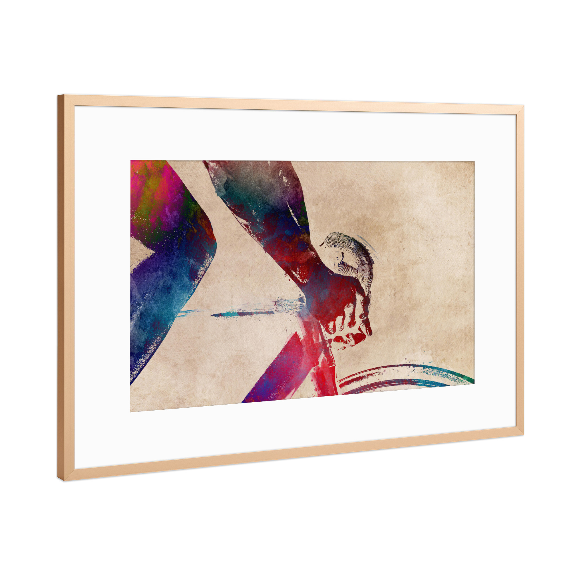Poster mit Rahmen Kupfer "Cycling sport arts" artboxONE - Sport,Sport / Motivation
