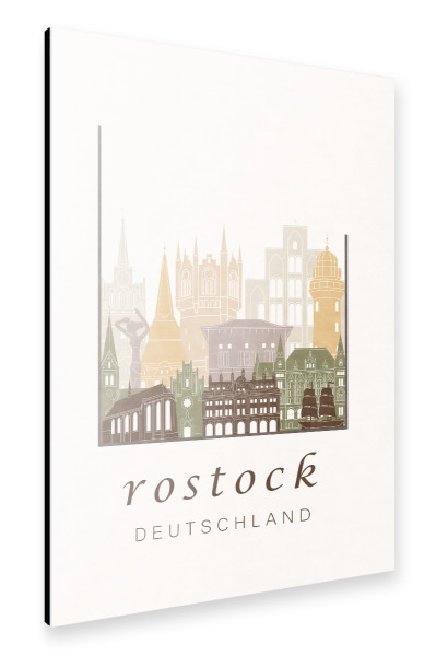 Alu-Dibond "Rostock skyline rustic" 30x20 cm artboxONE