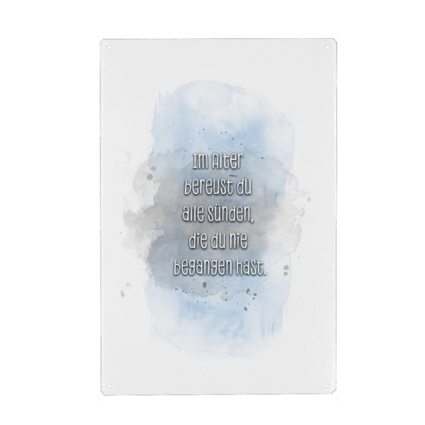 Holzbild "Im Alter - blau" artboxONE - Typografie,Lustig