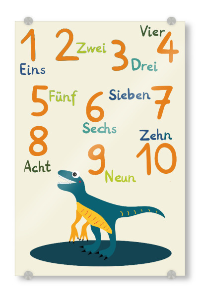 Acrylglasbild "Dino Zahlen 1-10" artboxONE - Für Kinder,Tiere