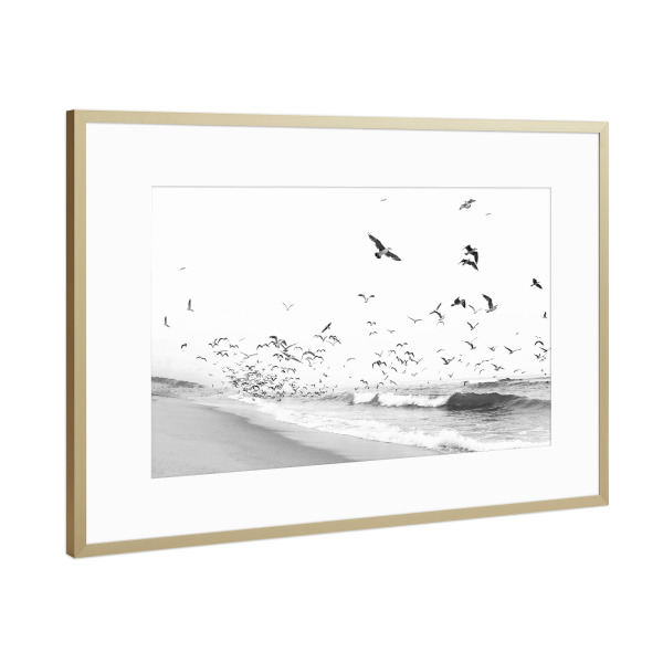 Poster mit Rahmen Gold "Birds will fly" artboxONE - Natur,Tiere