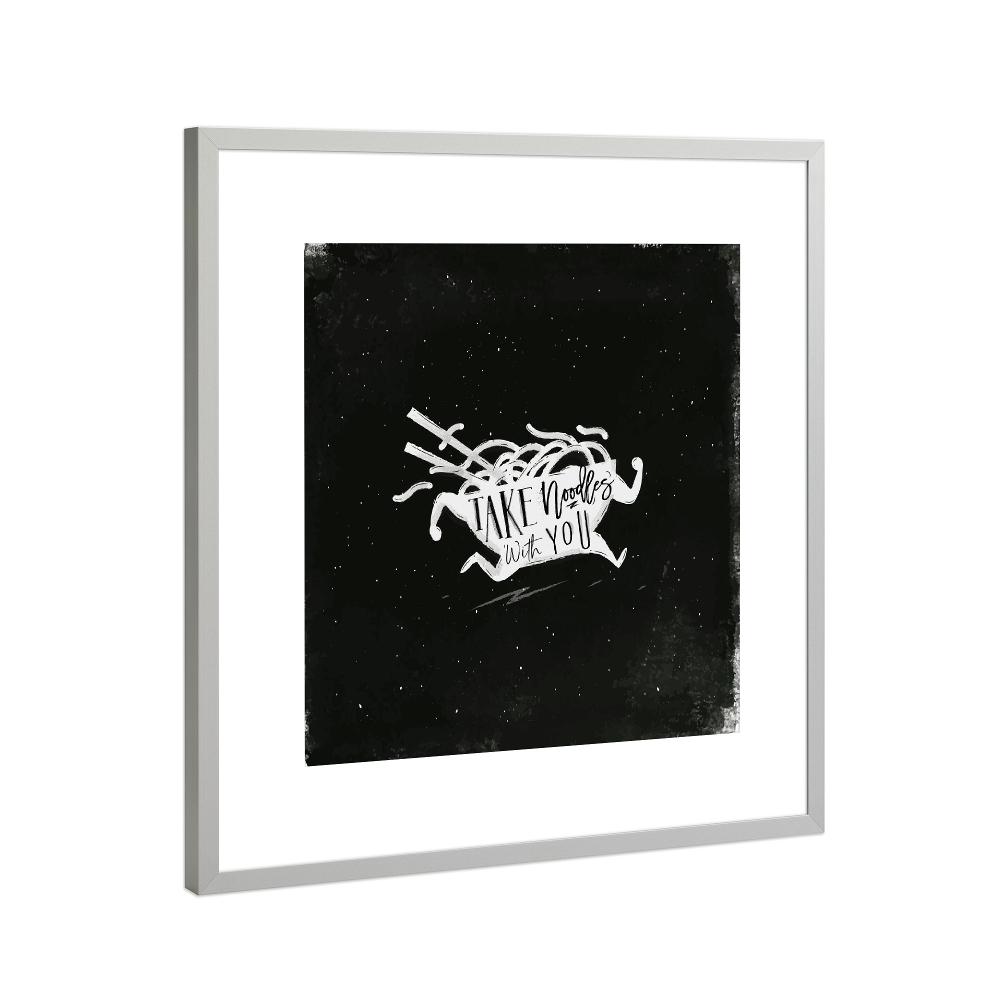 Poster mit Rahmen Silber "Noodles to go chalk" artboxONE - Essen & Trinken,Lustig
