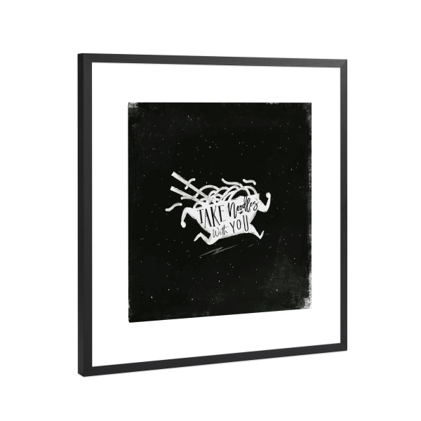 Poster mit Rahmen Schwarz (Metallic) "Noodles to go chalk" artboxONE - Essen & Trinken,Lustig