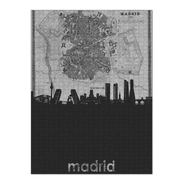 Puzzle Ravensburger "Madrid skyline map grey" artboxONE - Städte,Reise,Architektur,Kartografie
