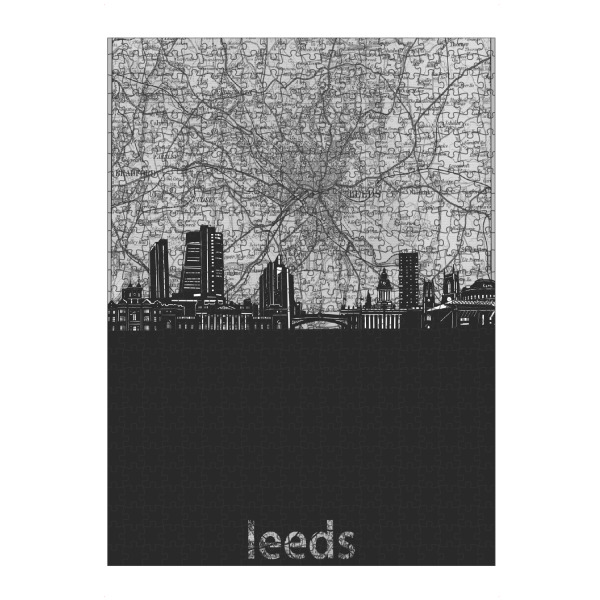artboxONE Puzzle "Leeds skyline map grey" artboxONE - Städte,Reise,Architektur,Kartografie