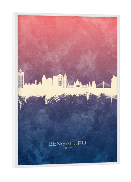 Poster mit weißem Rahmen "Bengaluru Skyline BlueRose" artboxONE - Städte - Bengaluru,India,Skyline,Cityscape,Stadtbild,Watercolor,Indien,City,Stadt