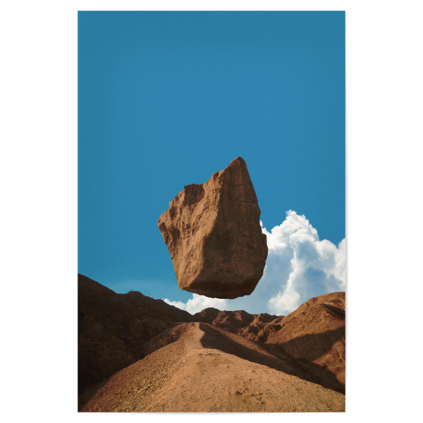 Poster "Floating land" artboxONE - Natur - Collage,Vintage,Surreal,Surrealism,Mountain,Nature,Space,Sky,Clouds,Natur,Berg,Stein,Stone,Himmel,Abstract