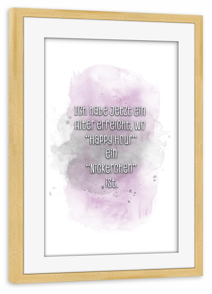 Poster mit Rahmen kiefer "Happy Hour - pink" artboxONE - Typografie,Lustig