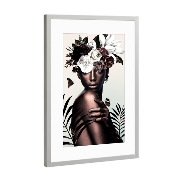 Poster mit Rahmen Silber "Woman Golden" artboxONE - Natur,Floral,Menschen