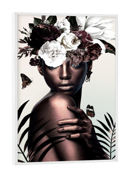 Poster mit weißem Rahmen "Woman Golden" artboxONE - Natur,Floral,Menschen