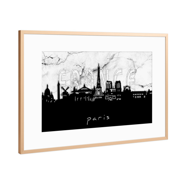 Poster mit Rahmen Kupfer "Paris skyline marble" artboxONE - Städte,Reise,Architektur,Städte / Paris,Marmor