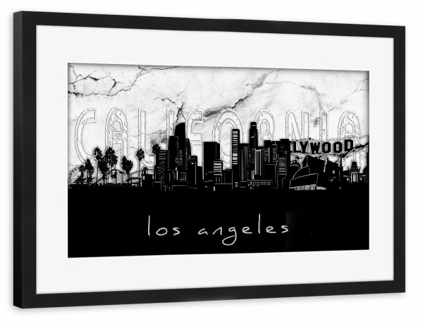 Poster mit Rahmen schwarz "Los angeles skyline marble" artboxONE - Städte,Reise,Architektur,Städte / Los Angeles,Marmor
