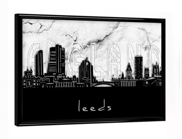 Poster mit schwarzem Rahmen "Leeds skyline marble" artboxONE - Städte,Reise,Architektur,Marmor