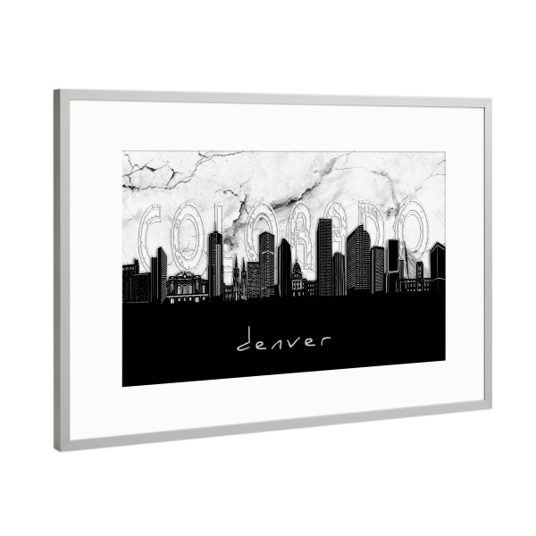 Poster mit Rahmen Silber "Denver skyline marble" artboxONE - Städte,Reise,Architektur,Marmor