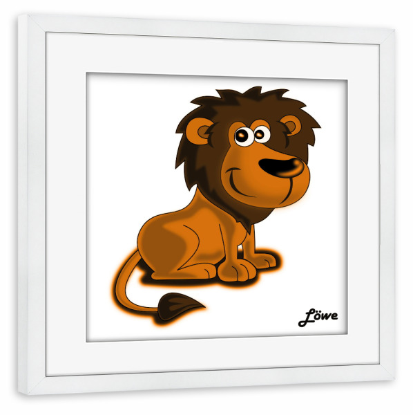 Poster mit Rahmen weiß "Löwe Afrika" artboxONE - Für Kinder,Tiere,Comic