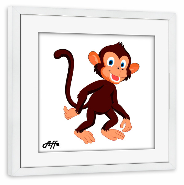 Poster mit Rahmen weiß "Affe Afrika" artboxONE - Für Kinder,Tiere,Comic