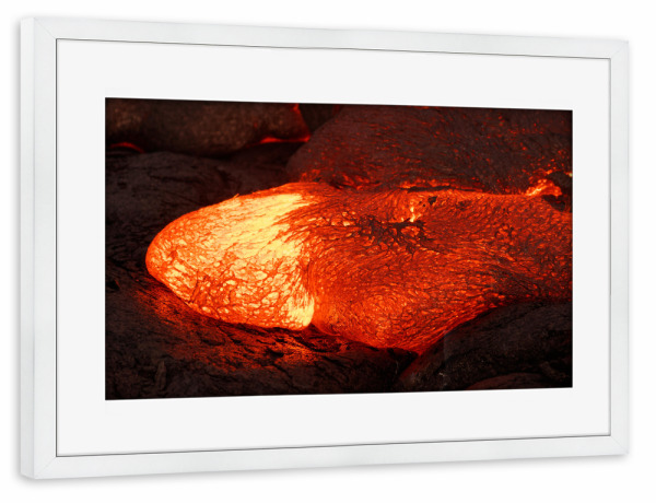 Poster mit Rahmen weiß "Hawaii - Aktiver Lavastrom" artboxONE - Natur,Reise,Reise / Länder