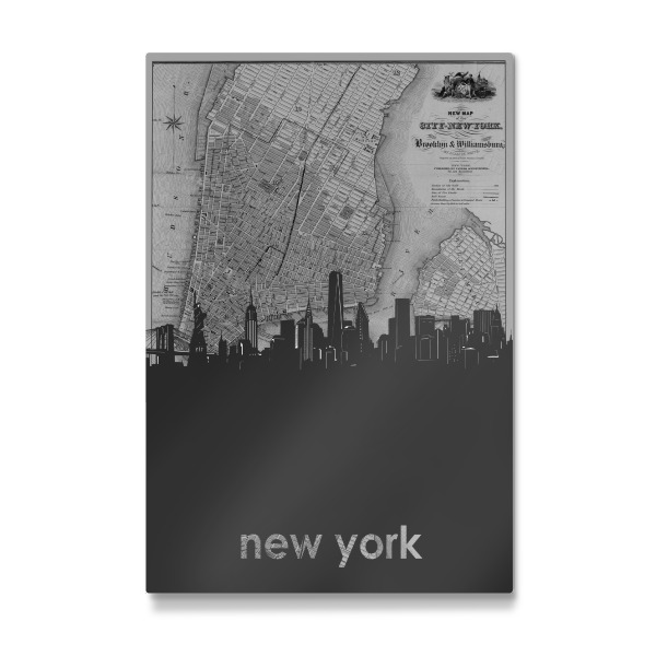 Galerie-Print "New york skyline map grey" 30x20 cm artboxONE