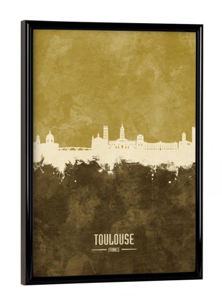 Poster mit schwarzem Rahmen "Toulouse France Skyline Brown" artboxONE - Städte