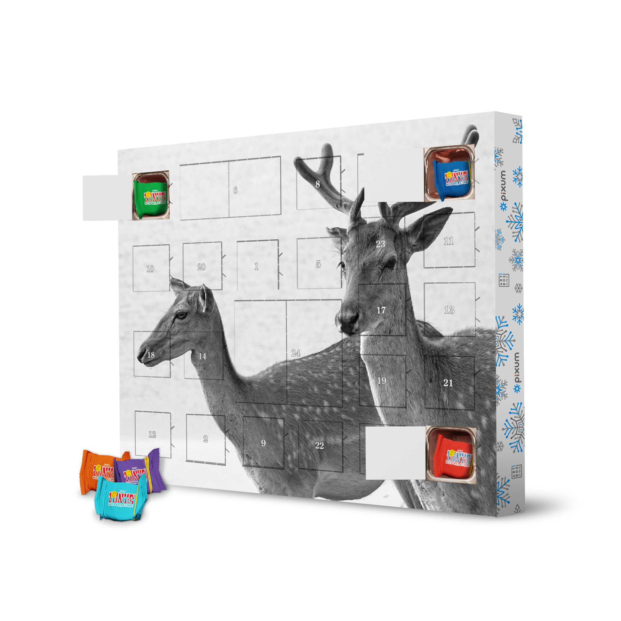 Adventskalender mit Tony's Chocolonely Hirsch Paar artboxONE Adventskalender Natur