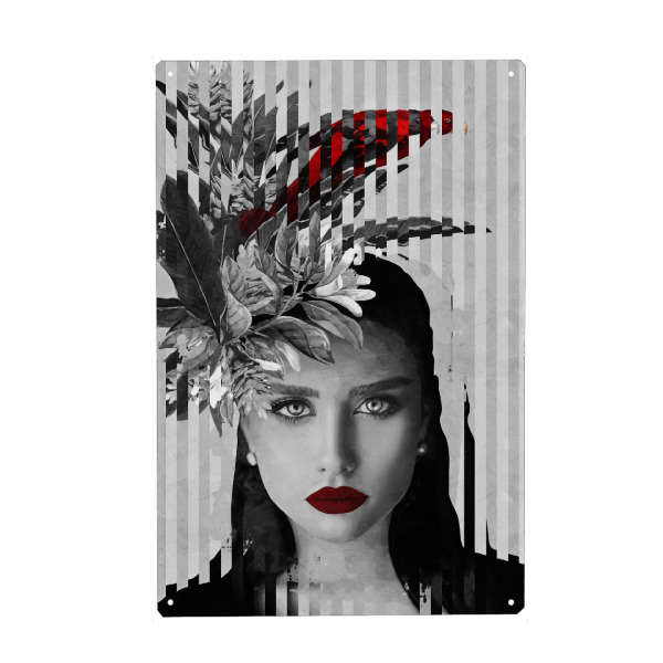 Holzbild "Woman Bird Red" artboxONE - Natur,Floral,Menschen