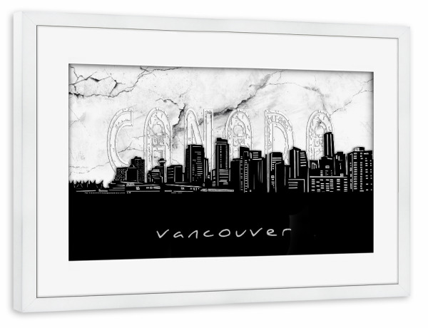 Poster mit Rahmen weiß "Vancouver skyline marble" artboxONE - Städte,Reise,Architektur,Marmor