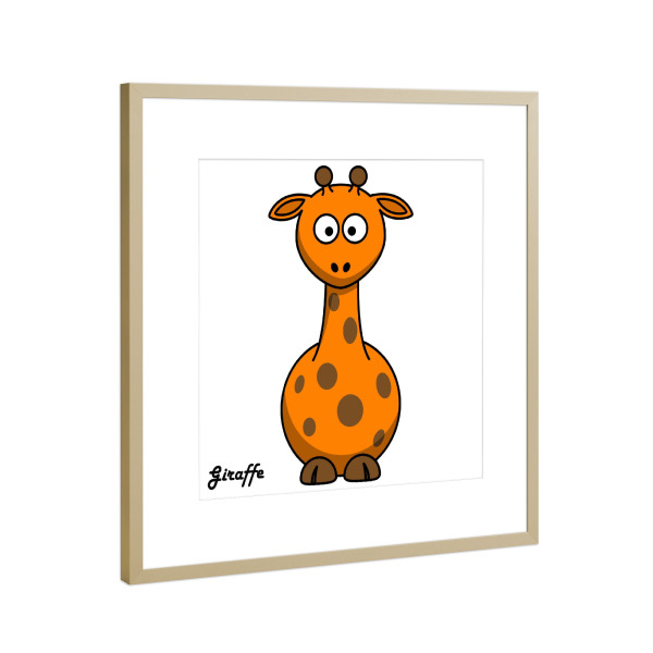 Poster mit Rahmen Gold "Giraffe Afrika" artboxONE - Für Kinder,Tiere,Comic