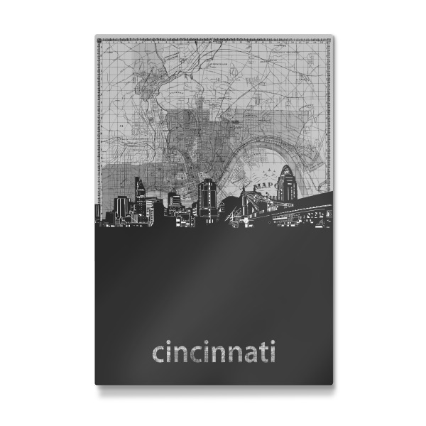 Galerie-Print "Cincinnati skyline map grey" 30x20 cm artboxONE