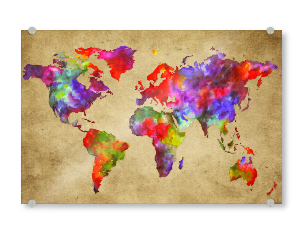 Acrylglasbild "World Map 4 Colorful (matart)" artboxONE - Reise,Für Kinder,Abstrakt,Kartografie