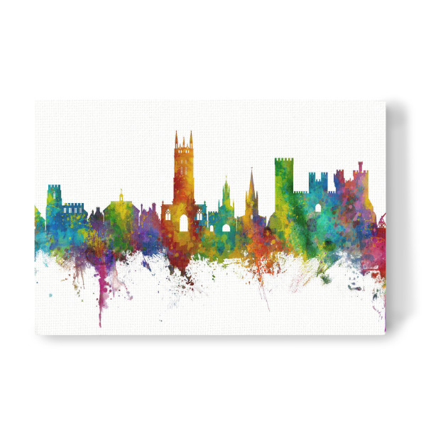 Leinwandbild "Warwick England Skyline" artboxONE - Städte - Warwick,England,Skyline,Cityscape,Stadtbild,Watercolor,City,Stadt,Colorful,Bunt