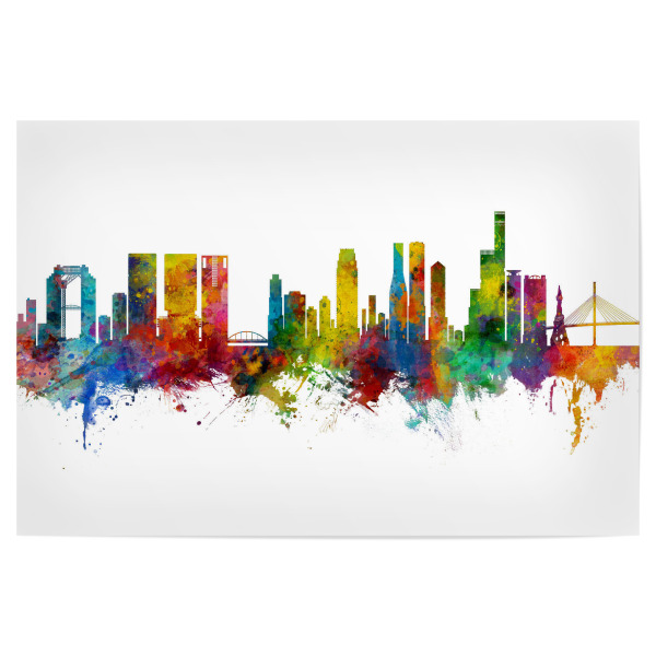 Poster 30x20 cm "Osaka Japan Skyline" artboxONE - Städte - Osaka,Japan,Skyline,Cityscape,Stadtbild,Watercolor,City,Stadt,Colorful,Bunt