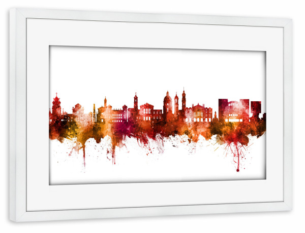 Poster mit Rahmen weiß "Nice France Skyline Red" artboxONE - Städte
