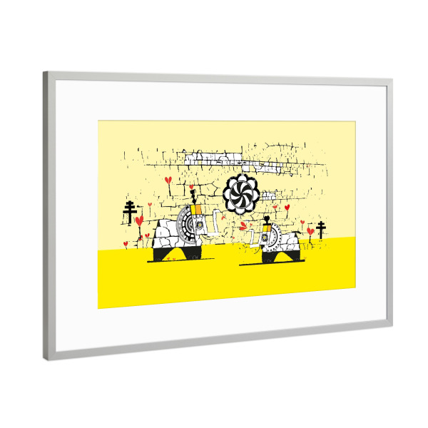 Poster mit Rahmen Silber "Elefanten mit Ball" artboxONE - Für Kinder,Tiere,Streetart,Lustig