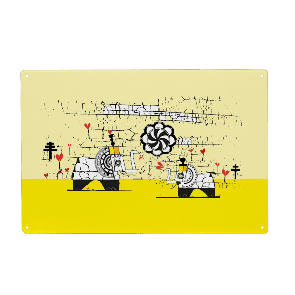 Metall Poster "Elefanten mit Ball" artboxONE - Für Kinder,Tiere,Streetart,Lustig