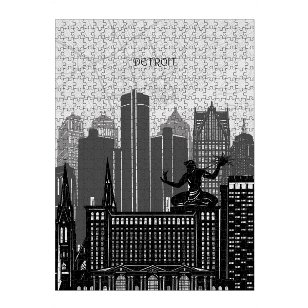 Puzzle Ravensburger "Detroit cityscape map" artboxONE - Städte,Reise,Architektur,Kartografie