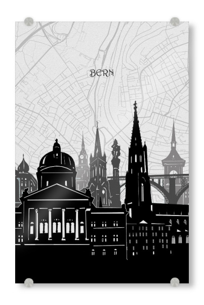 Acrylglasbild "Bern cityscape map" artboxONE - Städte,Reise,Architektur,Kartografie