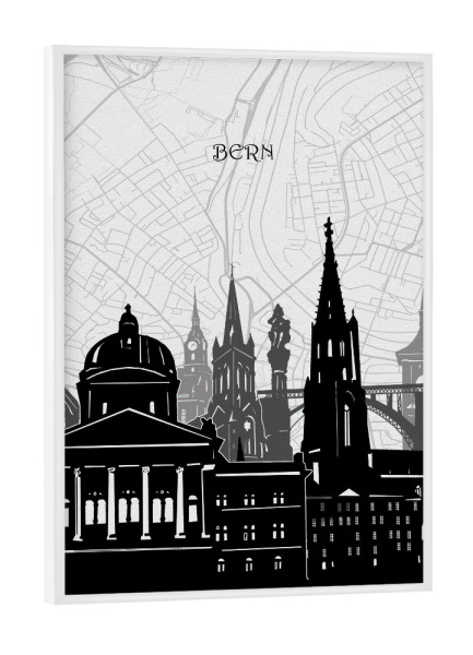 Poster mit weißem Rahmen "Bern cityscape map" artboxONE - Städte,Reise,Architektur,Kartografie