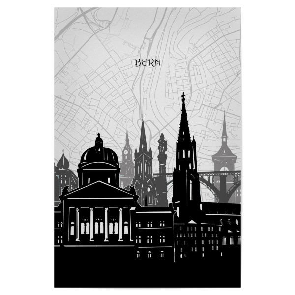 Poster "Bern cityscape map" artboxONE - Städte,Reise,Architektur,Kartografie