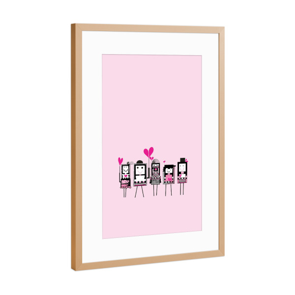 Poster mit Rahmen Kupfer "Kleine Roboter" artboxONE - Für Kinder